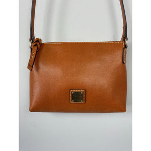 New Dooney & Bourke Saffiano Leather Crossbody Pouchette Nana Natural Brown